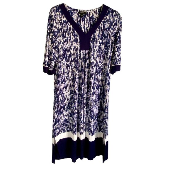 Simply Vera Vera Wang Blue Purple Print 1/2 Sleeve Caftan with Pockets Small NEW - Picture 1 of 11